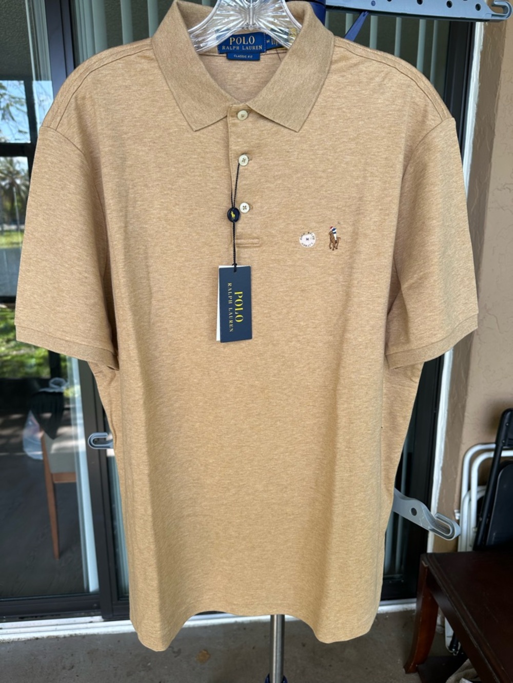 Polo by Ralph Lauren Heathered Tan Polo Shirt with Embroidered Pony classic fit